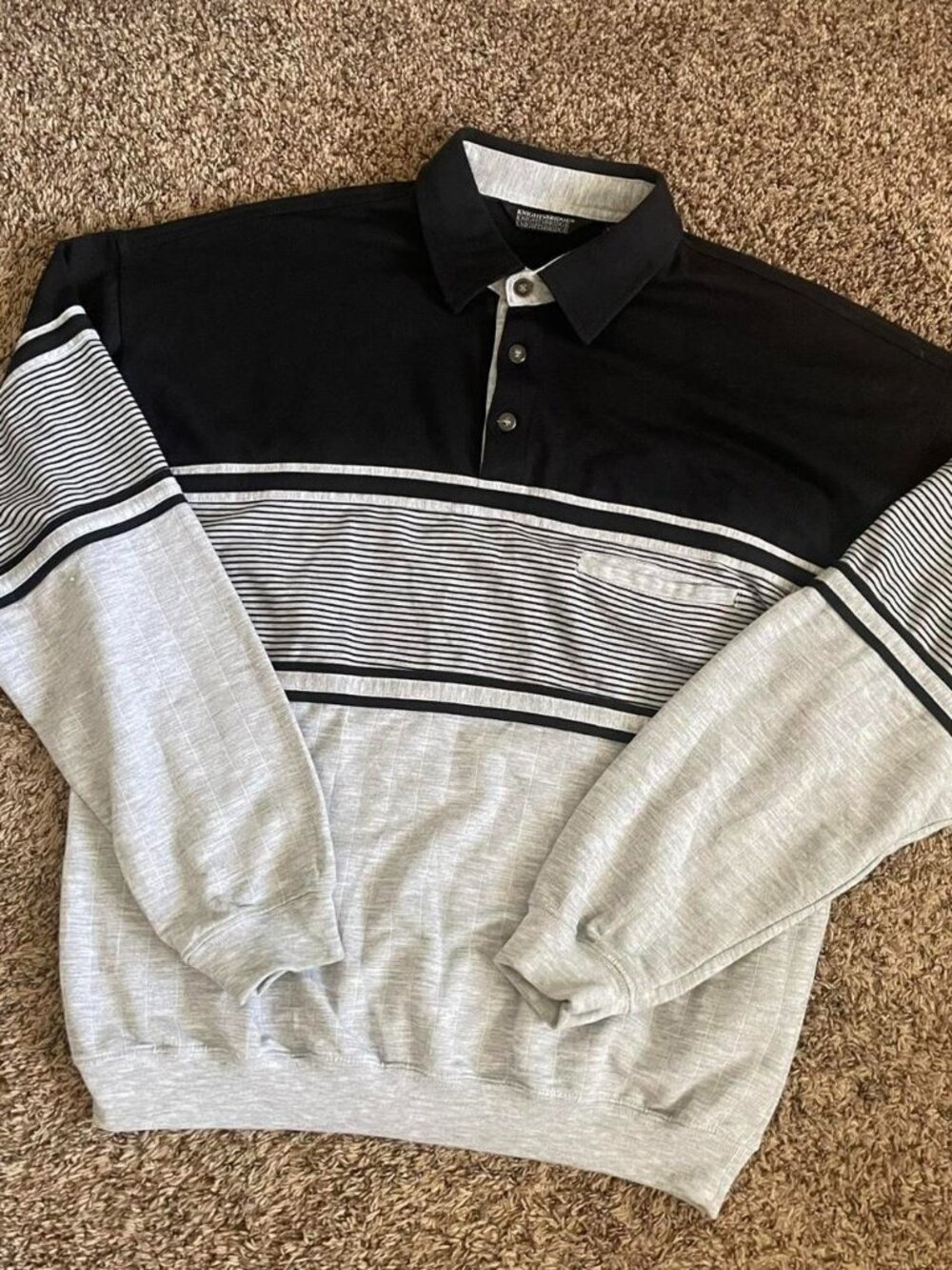 Vintage Rugby Sweatshirt Polo Striped Pullover Large Preppy Retro Grandpacore